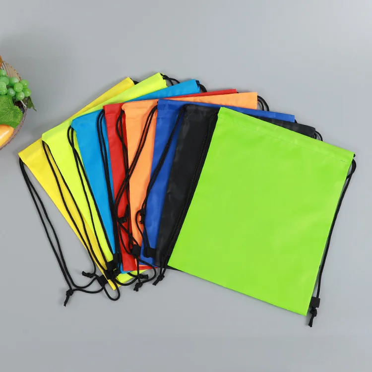 Wholesale Custom Colorful ECO nylon polyester drawstring bag Pocket Rope Sports Backpack Bag
