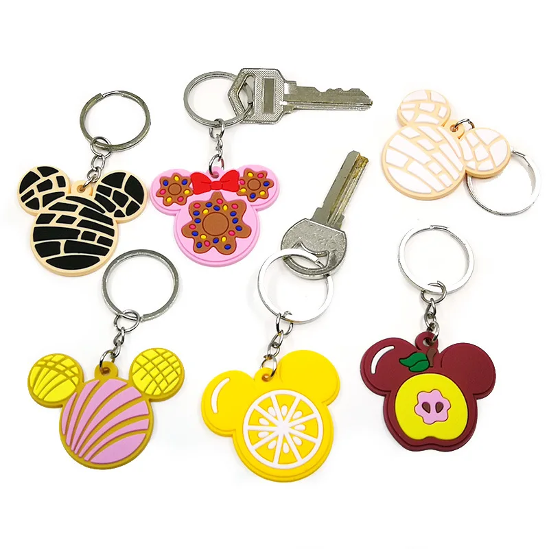 Hot Sale Mexican Style Pvc Rubber Keychain Cute Mickey Head Pendant Animation Advertising Gift Bag Accessories Doll Keyrings