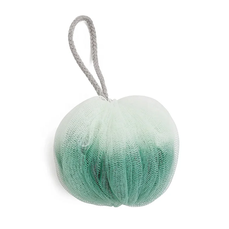 
New arrival Gradient 2 colors Eco-friendly Pumpkin Shaped PE Mesh Bath and Body Shower Sponge 