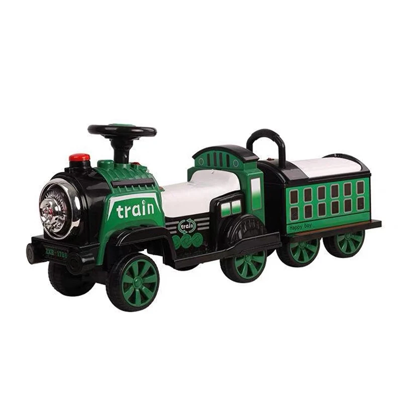 New Arrival Double Drive Remote Control Spray Lights Music Storage Electric Steam Train Toy