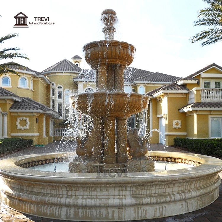 Large Outdoor Decoration Natural Stone Marble Swan Statue Garden Fountain for Sale