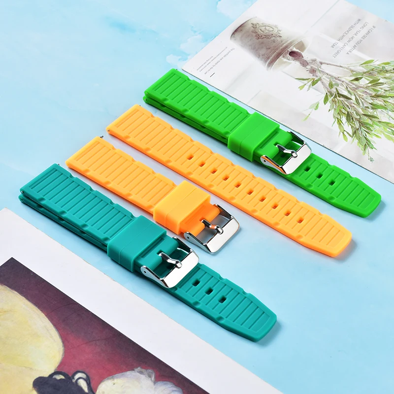 China Factory custom Soft Waterproof Silicone watch Band Strap with Stainless Steel Buckle sport silicon wrist bands custom logo