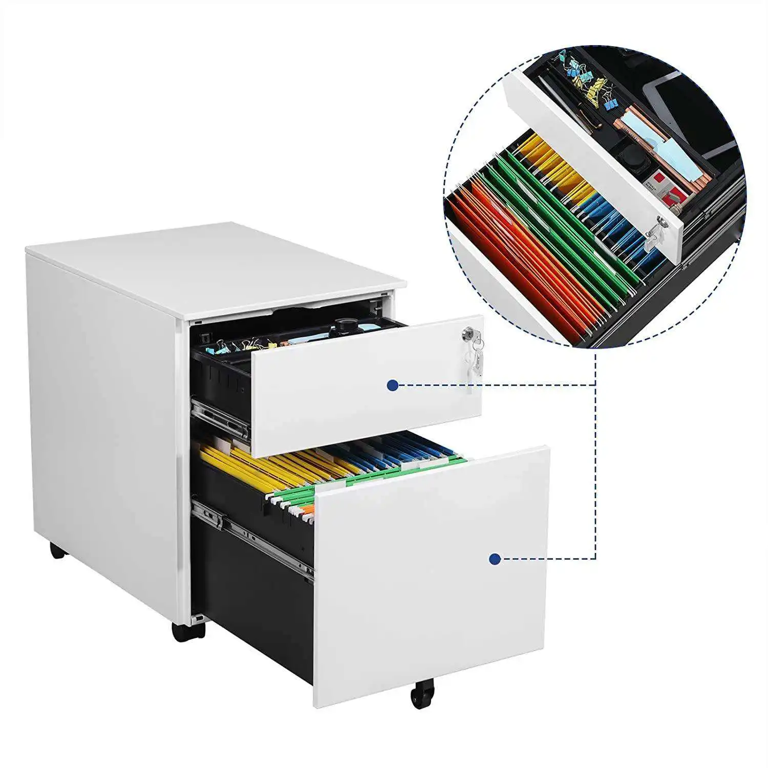 furniture Office under desk mobile pedestal 2 drawer metal hanging storage file cabinet with wheels 2 drawer pedestal