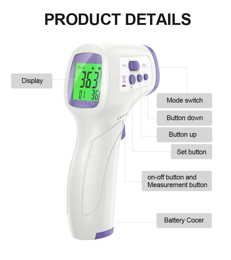 No-Touch Thermometer for Adults and Kids Digital Thermometer with Fever Alarm Fast Accurate Results Easy for All Ages