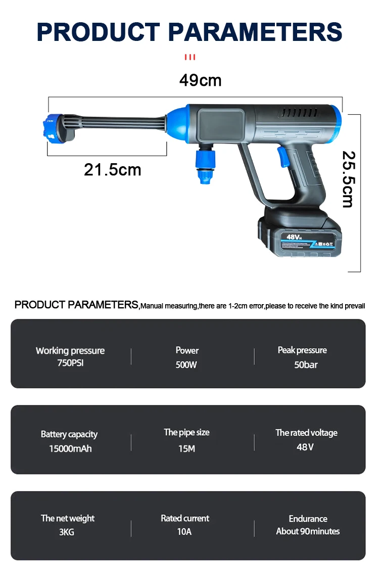 OGAS Foam Blaster Nozzle Gun Portable Car Wash Water Gun High Pressure Outdoor High Water Pressure Car Wash Wireless Spray Gun