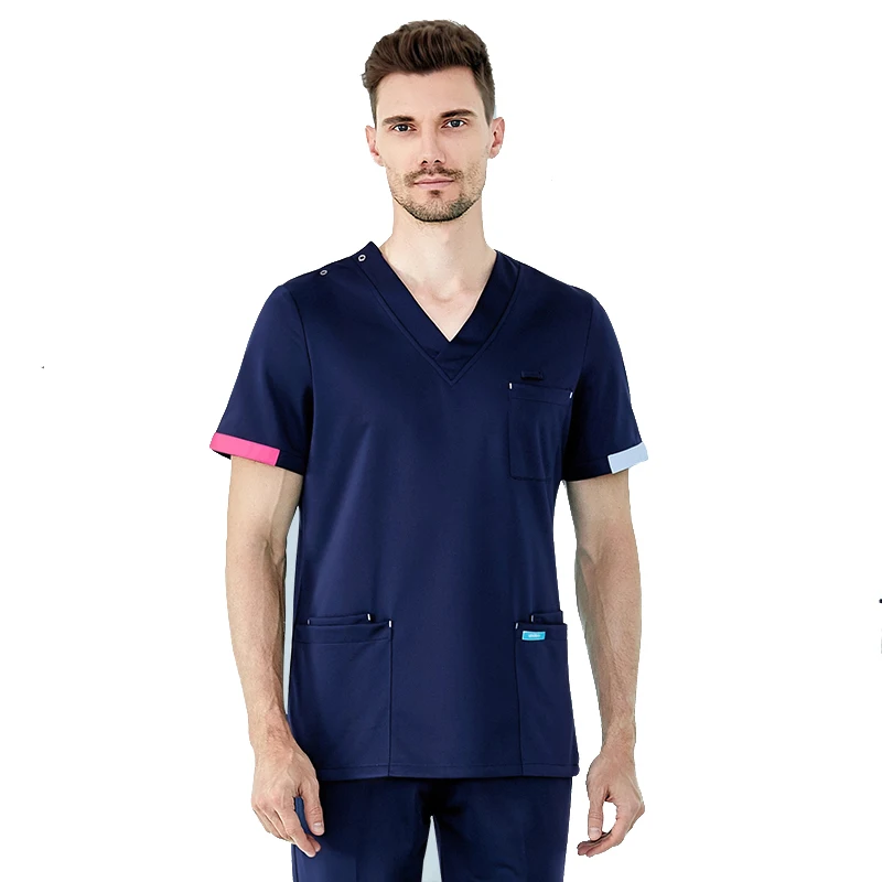 Hospital royal blue male nurse scrubs uniforms sets medical turtle neck male nursing uniform sets medical scrubs