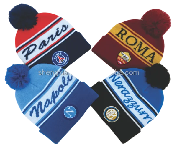 winter warm ski hat toque knit bobble hat acrylic jacquard custom pom pom beanie with embroidery logo