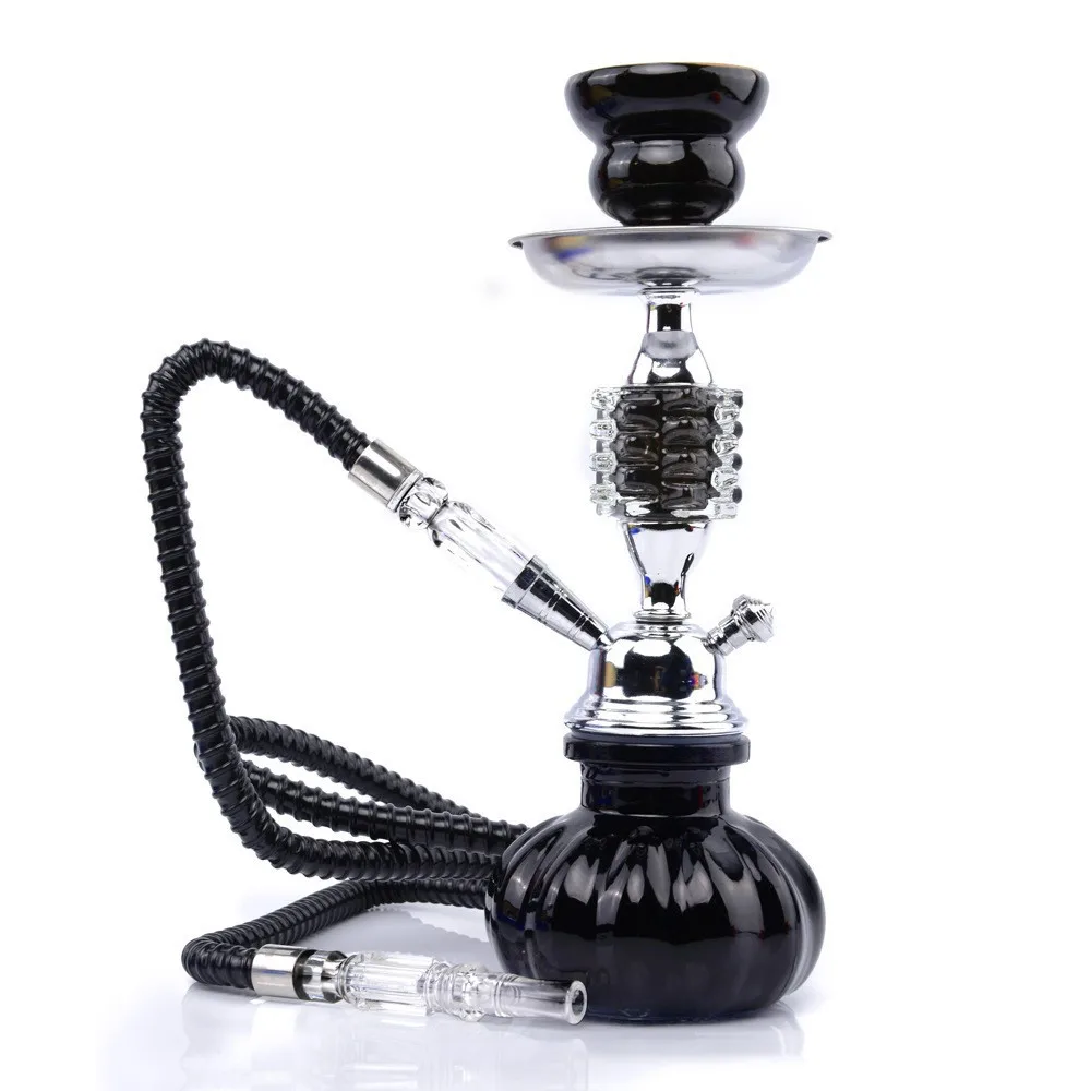 Small black single pipe crystal glass pipe Arabian shisha full set of household KTV single hookah