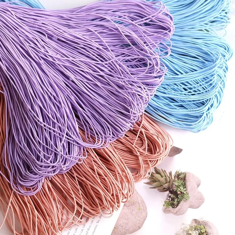 Full Colorful Factory Price Elastic Rope Elastic Cord Polyester Spandex High Elastic 1mm Jacquard White Black Elastic Band