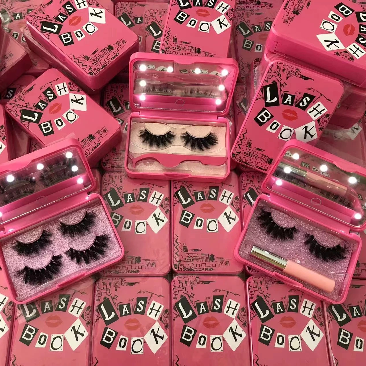 MEETBEAUTY F индивидуальный сменный аккумулятор роза цветок светодиодная подсветка зеркальный чехол для ресниц коробки логотип частная