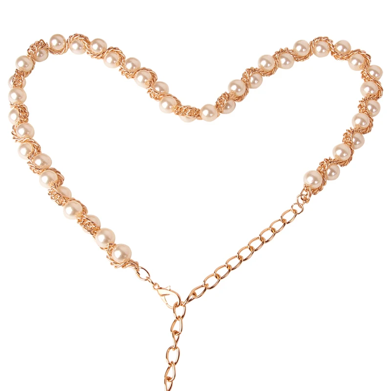 New Ladies Metal Waist Chain Fashion Elegant Versatile Pearl Aluminum Chain Clothing With Belt