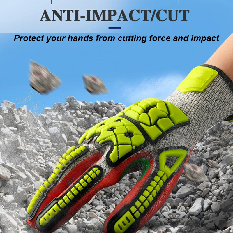 High Quality Heavy Duty Oil and Gas Anti Cut 5 Impact Resistant Working Safety Gloves