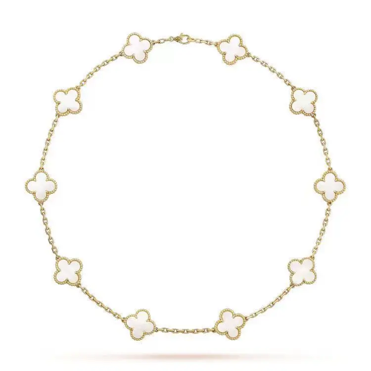 Luxury four-leaf clover necklace, high quality S925 silver electroplated with 18K gold, 2024 fashion trend, factory wholesale