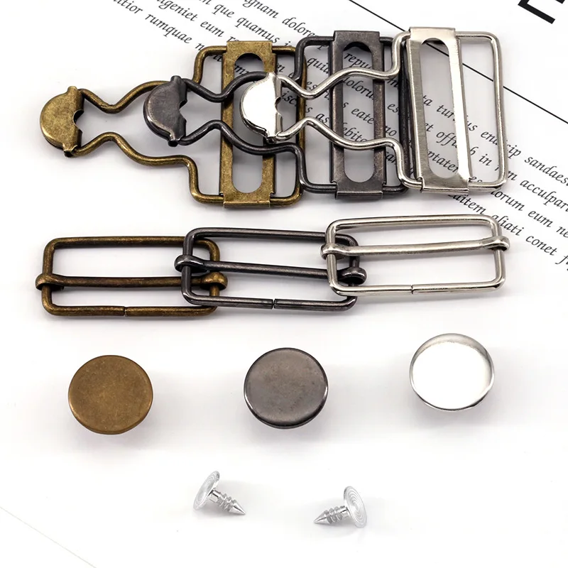 Custom jeans clip cargo buckle slider  metal adjuster sling buckle Suspender metal  buckle