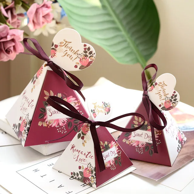 marble flower wedding favour box lid luxury gift box with ribbon