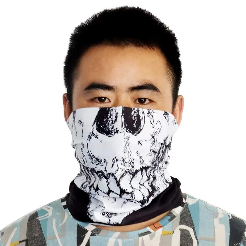 Eco Friendly GRS RPET Skull Seamless Scarf 25*50cm  Face Tube Bandana For Outdoor