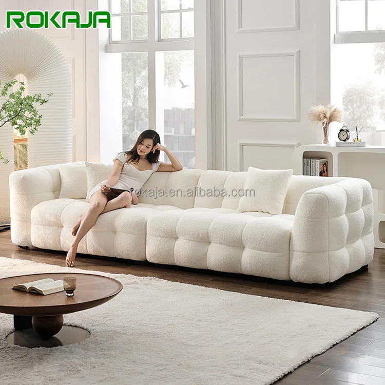 Fashion Marshmallow Design Sofa Vacuum Compression Splicing Modular Sofa Set Small House Living Room Upholstery Velvet Couch