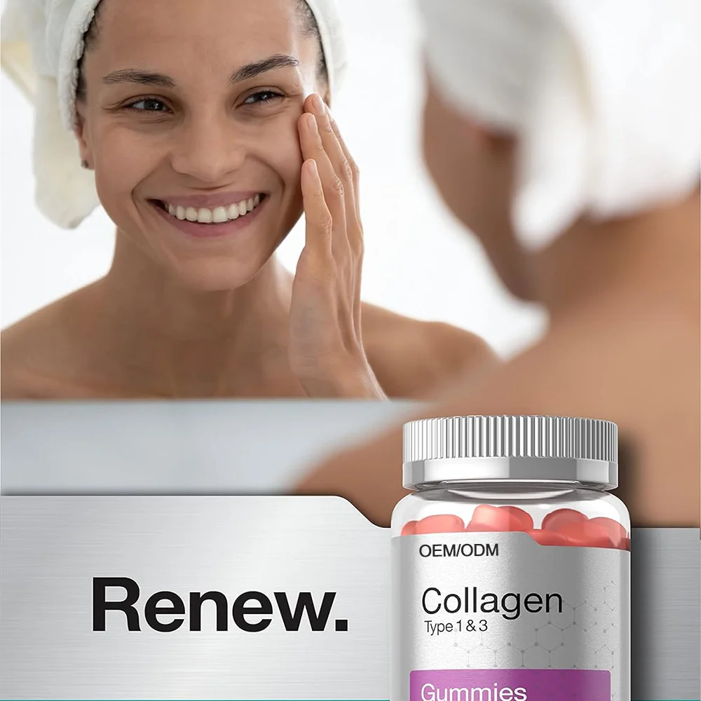 High Quality Food Supplements Support Hair Nail Growth Skin Healthy Collagen Gummies with Biotin+Vitamin C