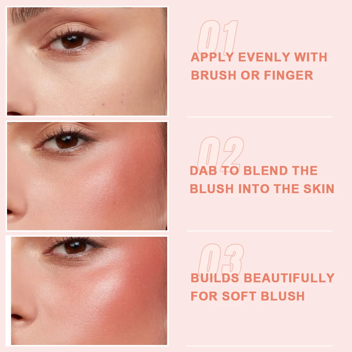 OEM Custom 3 In 1 Blush Makeup Black Color Changing Orange Pink Cream Magic Blush Private Label