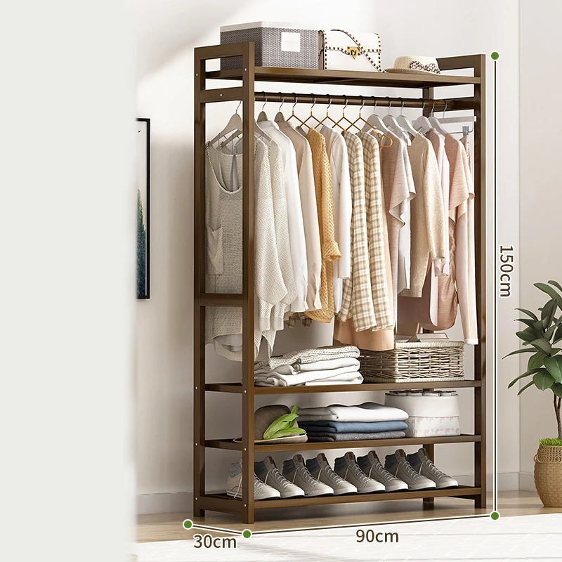 Living Room Modern Bamboo Clothes Hanger Rack Home Bedroom Hat Coat Clothes Storage Hanger Stand Shelves