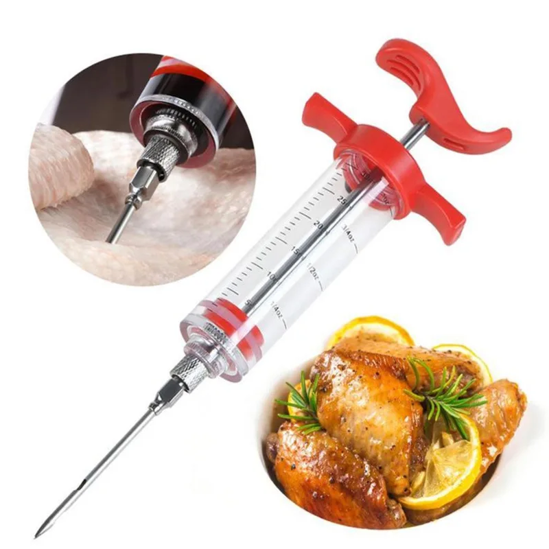304 Stainless Steel + PP 30ml food grade meat injector kit with 2 marinade needles