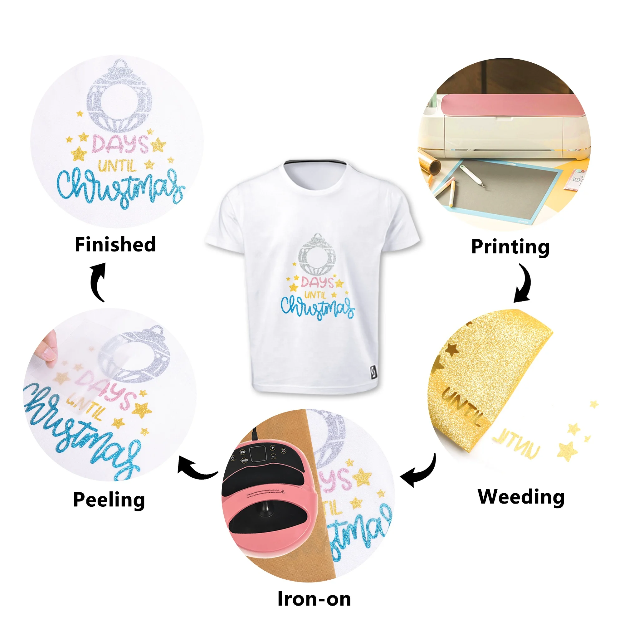 renlitong printed heat transfer vinyl stretch htv best iron on vinyl cutting glitter htv glitter heat transfer paper