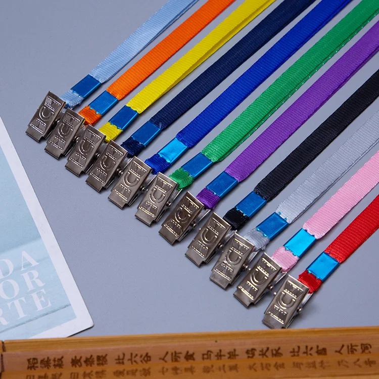 wholesale stocked long lanyard 1cm wide blank plain lanyard colourful with metal clip personalized lanyards bulk