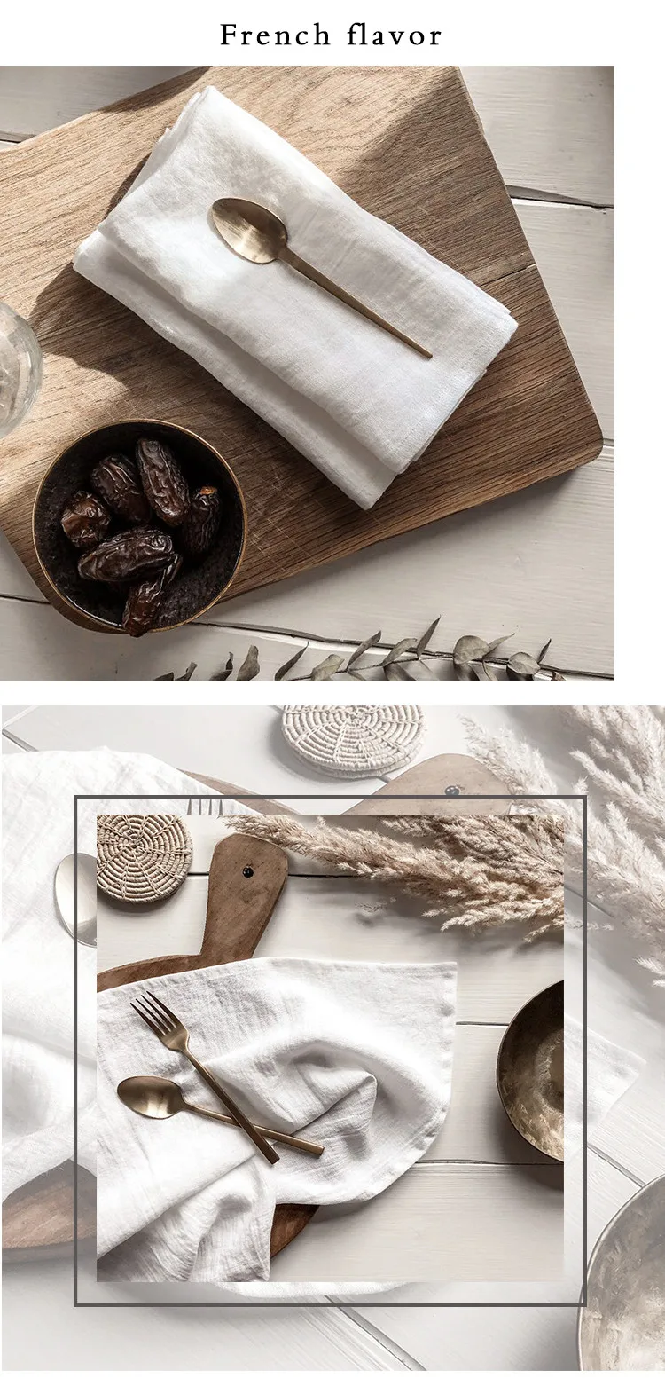 Nordic Style dinner napkin 100% french linen fabric place mat stone washed linen cloth napkin
