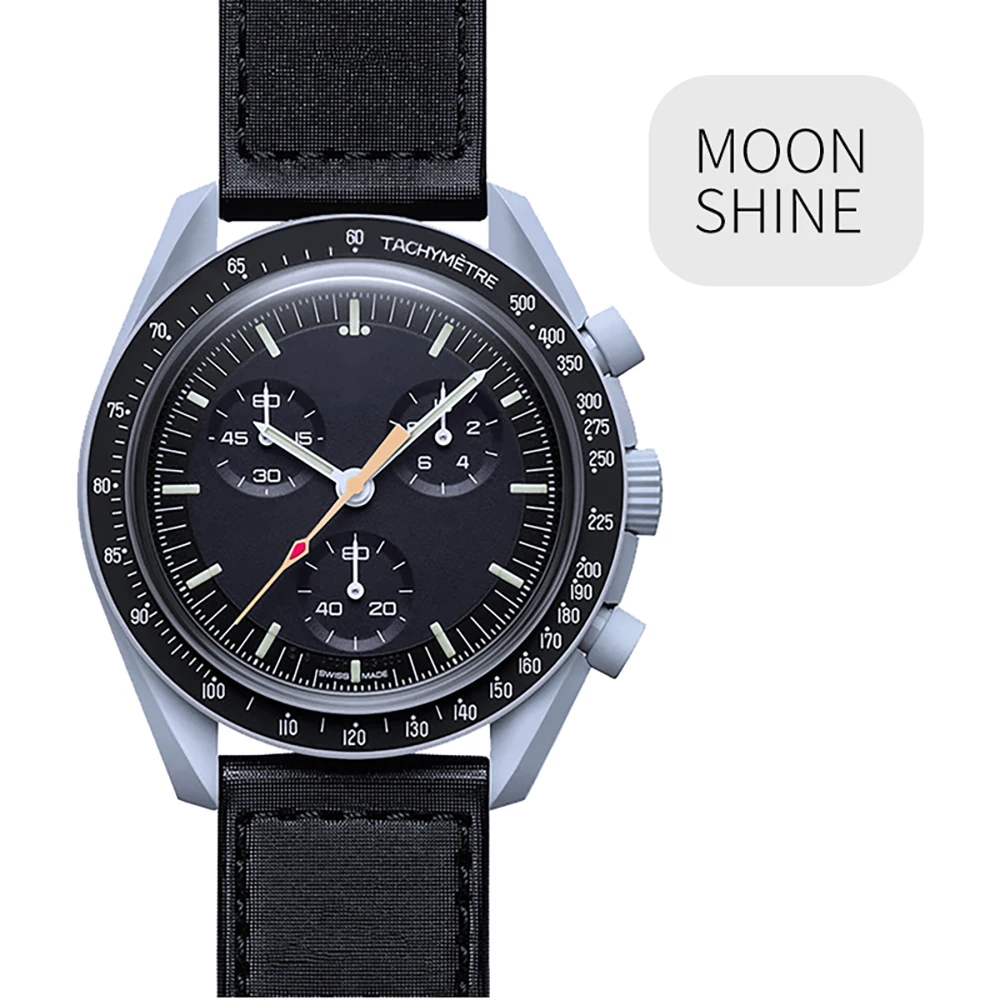 OMG moon Waterproof Wrist Watches Tachymeter Chronograph Quartz Watch For MenV women  Planet Moon Mercury Watch