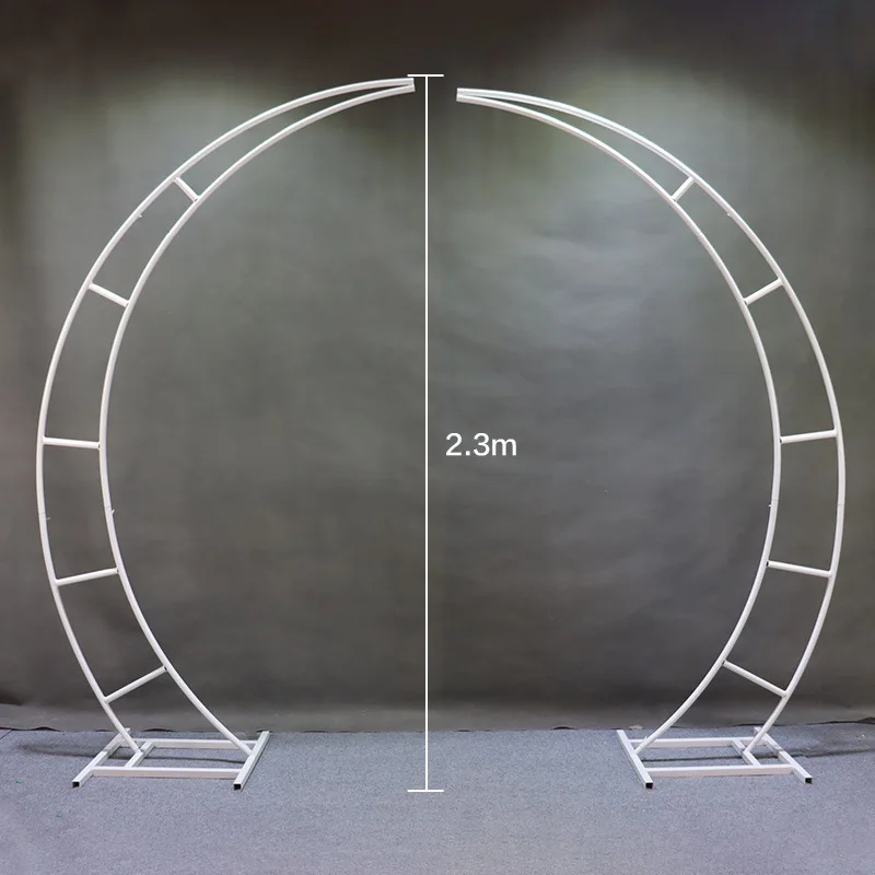 Single-Layer Ox Horn Iron Wedding Arch Backdrop Set Curved Wedding Party Balloon Flower Arrangement Backdrop Stand Decoration