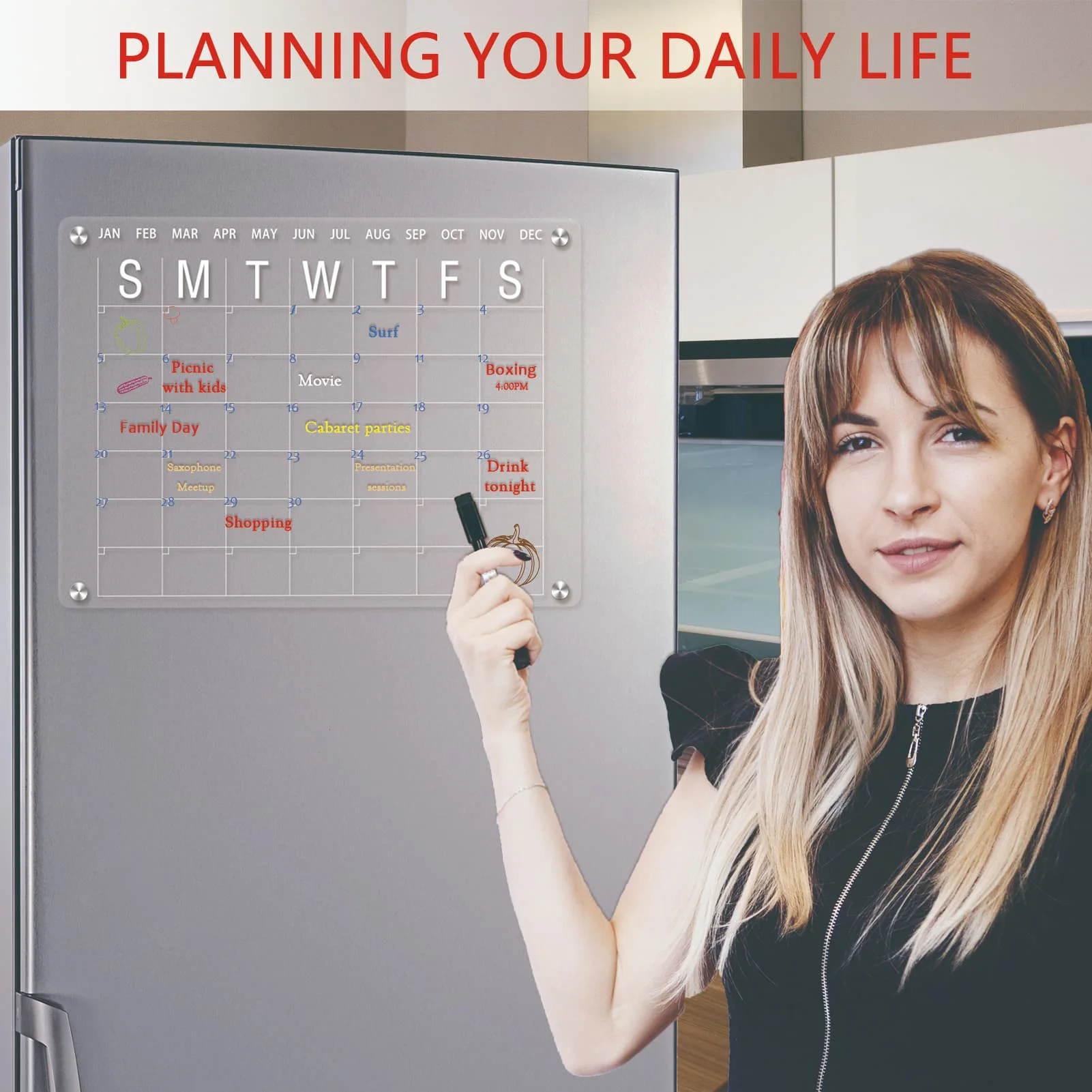 HOMIDEK Amazon Acrylic Dry Erase Board Calendar Acrylic Magnetic Whiteboard Planner for Fridge