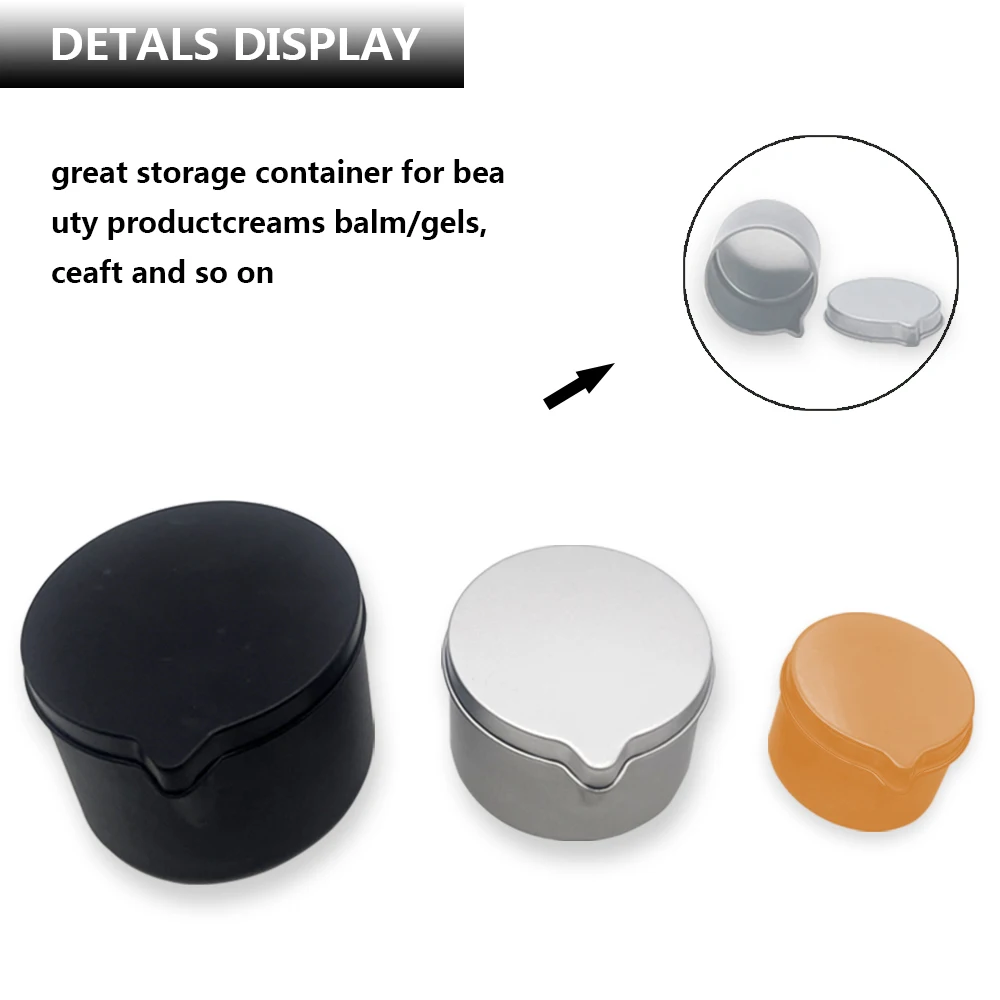 Custom gold and silver black yellow metal round candle tin Tin Massage oil Cosmetic cream Candle jar metal tin with lid nozzle