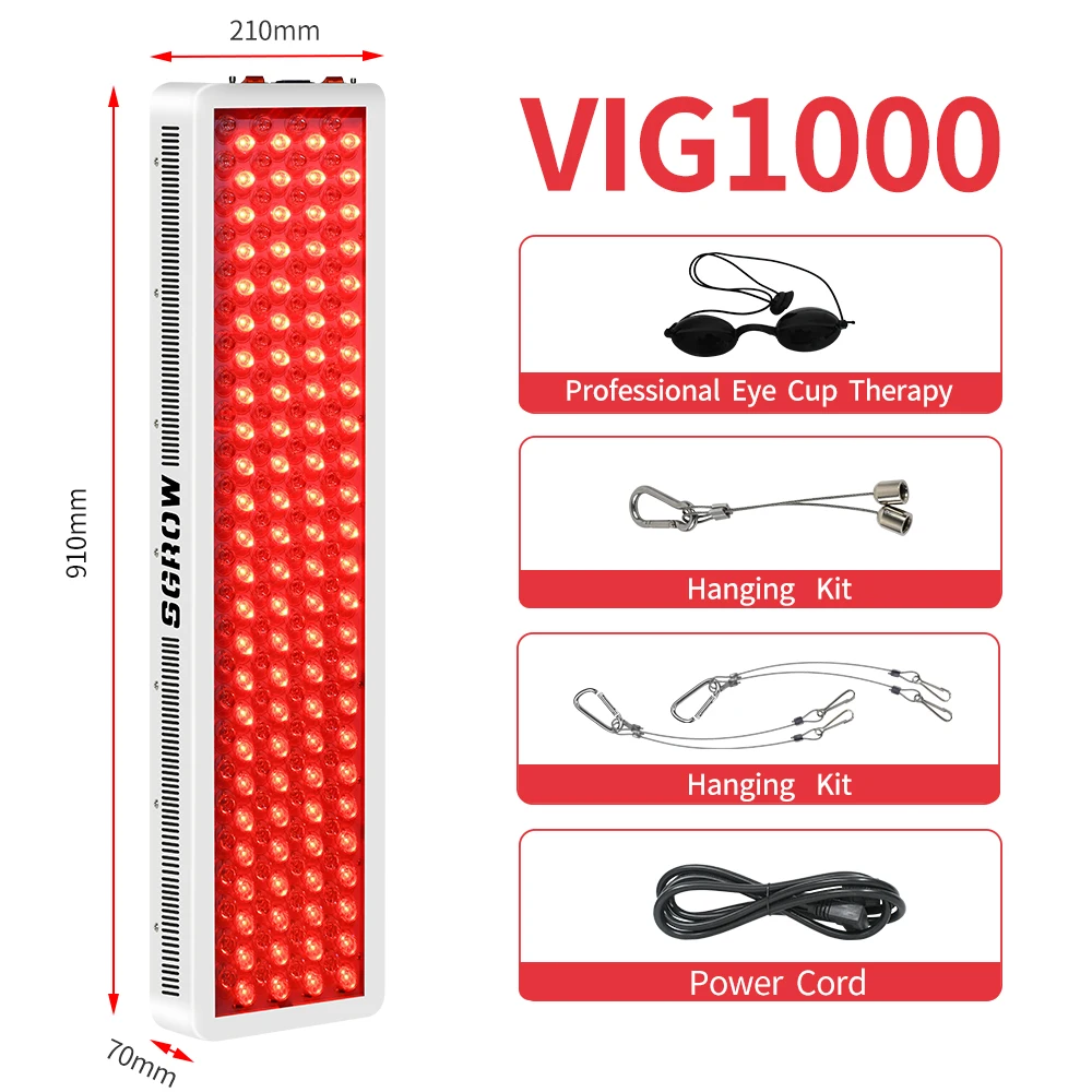 SGROW CE уход за кожей VIG1000 LED Терапевтический Свет Двойные переключатели 660nm 850nm Sungrow красный свет терапевтическая панель для