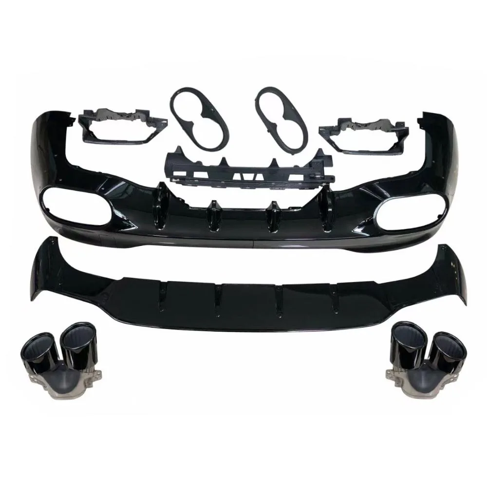 High quality W118 CLA45 AMG rear lip exhaust tips rear bumper CLA45 glossy black rear diffuser for BENZ