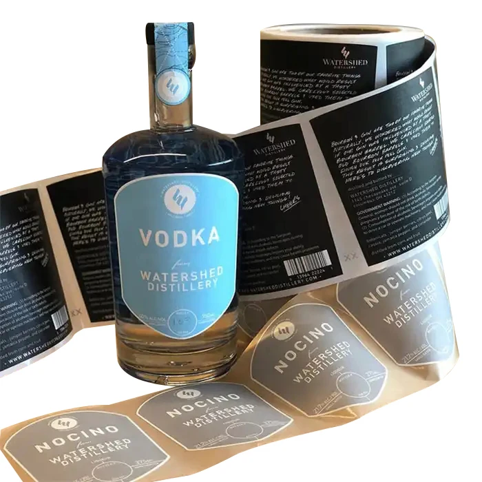 USA popular custom self adhesive printing cocktail vodka glass bottle label