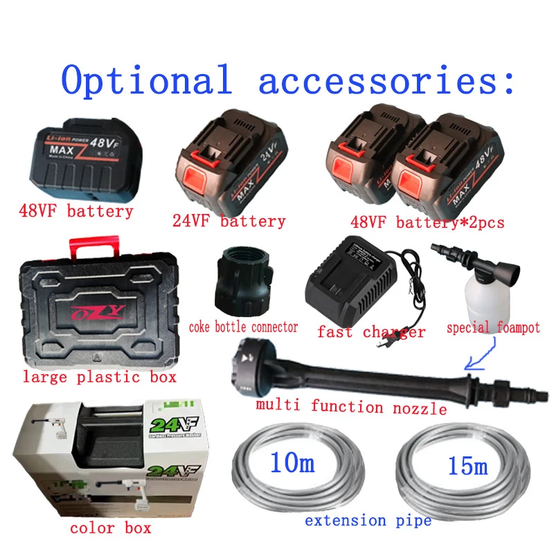 Беспроводной портативный пистолет для мойки автомобиля, пенораспылитель для мойки высокого давления с перезаряжаемой литиевой батареей