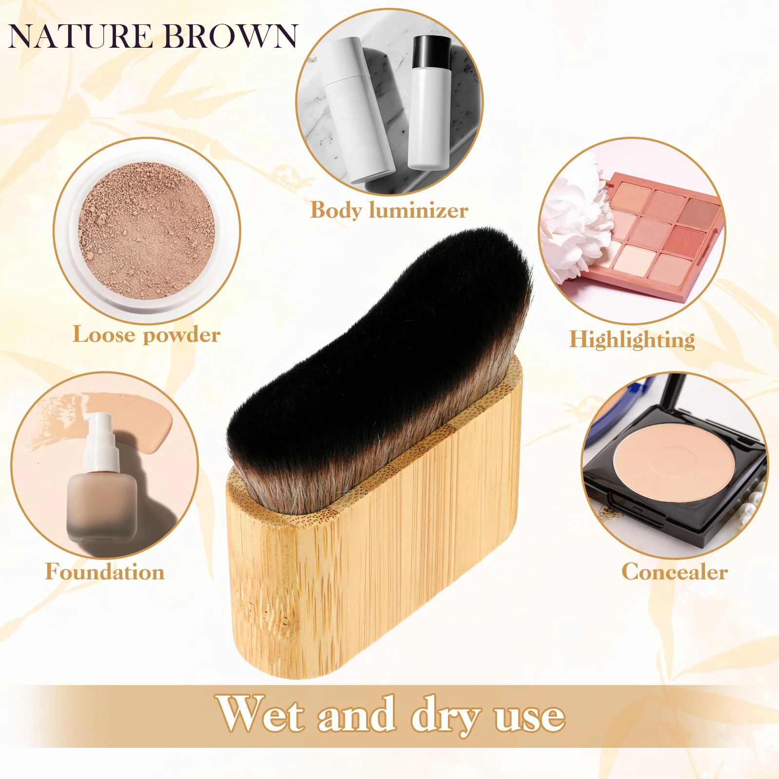 Self Tanner kabuki Brush Wood Color Tanning Brush,Liquid Foundation Skin Care Lotion Application for Face and Body Daily Travel