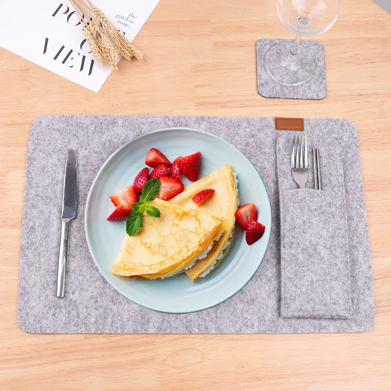 Eco Friendly Kitchen Accessories Hot Selling Cheap Custom Logo Felt Table Mats And Coasters For Dining