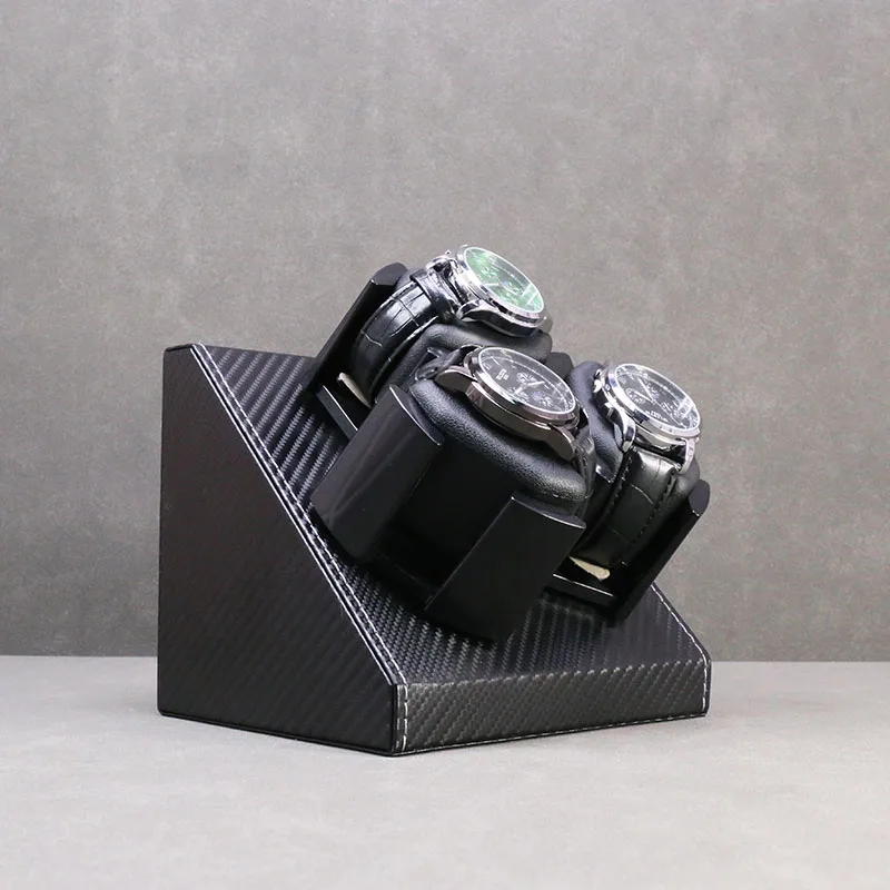 Wholesale Automatic 3-Slot Carbon Fiber PU Leather Watch Winder Case Premium Watch Boxes & Cases