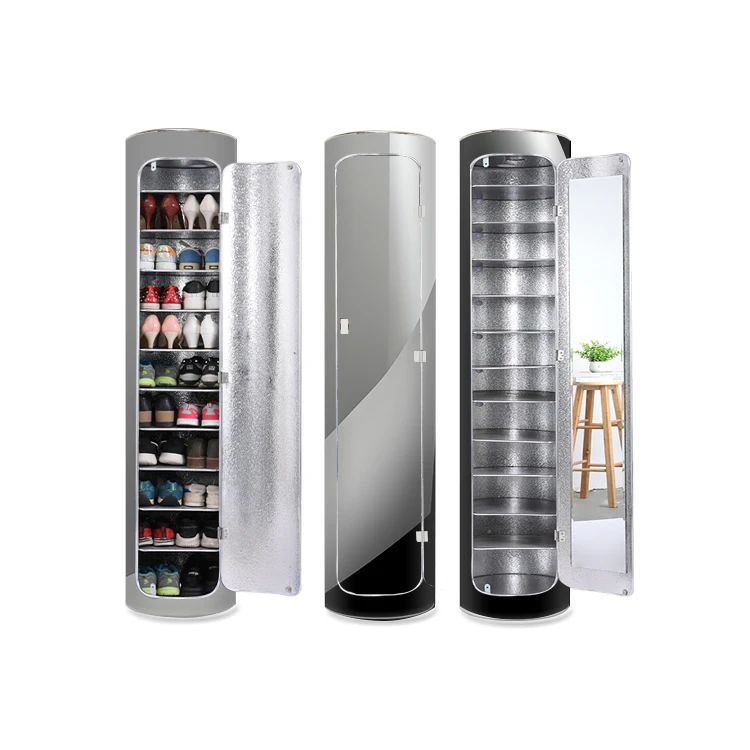 360 Revolving Entrance Furniture Oriental With Mirror Modern Shoe Storage Cabinet