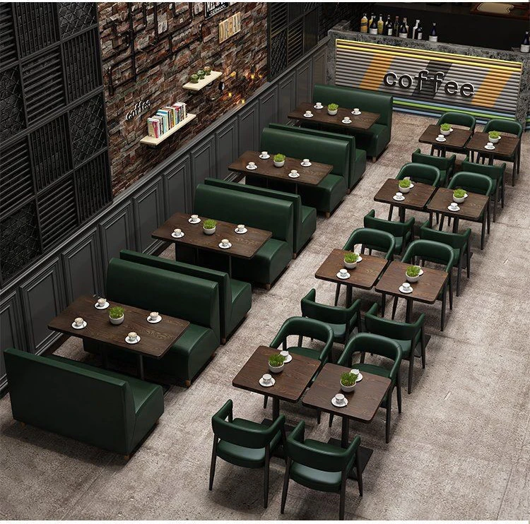 Industrial style Design Imitation Leather Restaurant Booth Seating Cafe Restaurant Tables And Chairs Booth furniture sets
