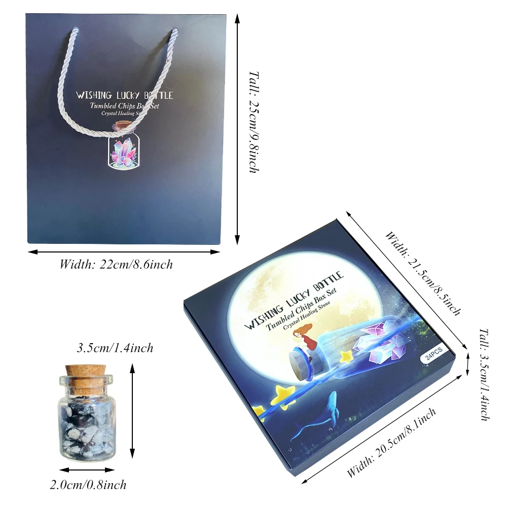 Wholesale natural crystal gravel stone wishing bottle healing stones quartz wishing bottle crystal Gift Box Set