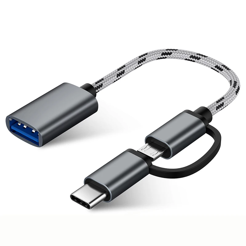 2 в 1 Тип C Micro USB 3 0 интерфейс разъемом типа «мама» кабель для Samsung нейлоновый плетеный передачи данных (синхронизации) и зарядки Huawei с