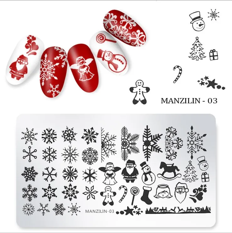 2021 DIY Nail Beauty Design Stainless Metal Material Nail Art Stamp Polish Stamping Plates Christmas Nail Stamp Plate