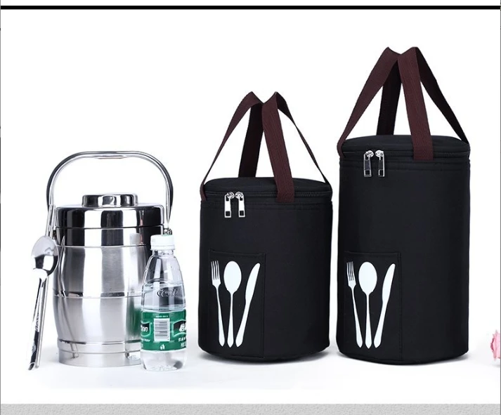 New Round insulated carrying lunch bag camping fresh food picnic bag foldable outdoor waterproof cooler tote bag