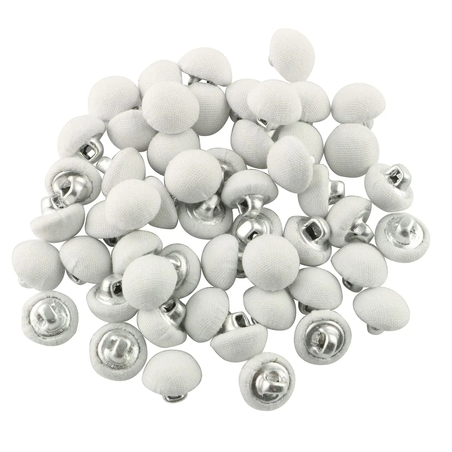 WYSE metal Handle Buttons for Tuxedo Suits Gowns Blouses Coats, White Smooth Satin Covered Metal Shank Buttons