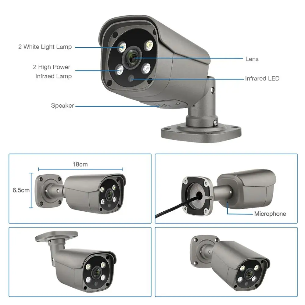 
16CH 5MP 48V POE NVR System H.265 Face Detection IP Camera 2-Way Audio Onvif CCTV Video Surveillance Kit 