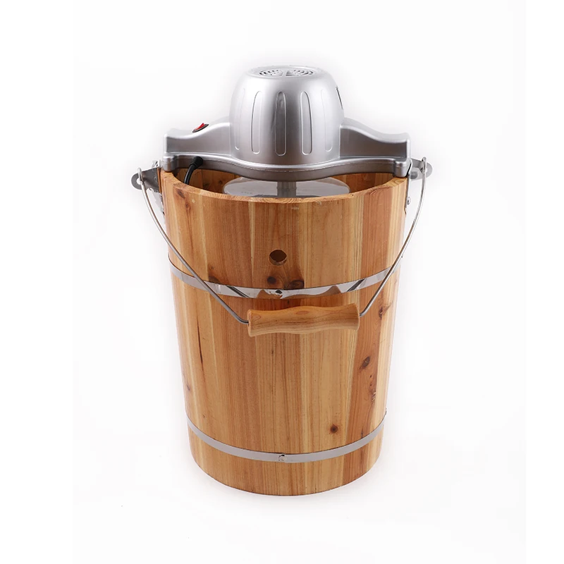 6 QT 220V Traditional Durable Home Use Wooden Electric Portable Mix Frozen Fruit Yogurt Ice Cream Maker