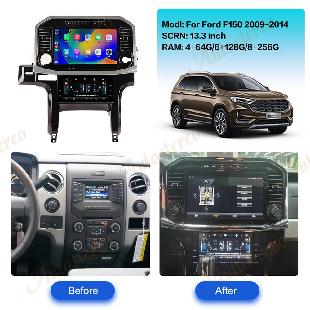 13 3 + 10 дюймов Android13 автомобильный GPS для Ford Raptor F150 2009-2014 Carplay авто стерео с навигацией WIFI Mirrorlink радио
