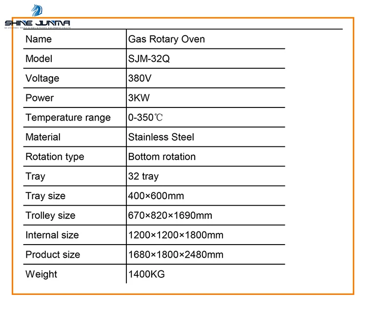 Commercial gas rotary oven 32 tray bread oven with steam system
